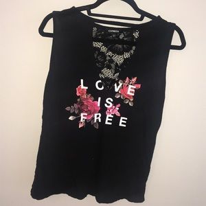 “Love is free” tank top with lace back